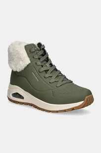 Skechers śniegowce kolor zielony - Śniegowce damskie - miniaturka - grafika 1