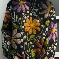 Swetry damskie - TEMU Damski Elegancki Sweter z Wysokim Kołnierzem na Jesień i Zimę – Bluzka z Długim Rękawem i Kwiatowym Nadrukiem Cyfrowym, Casual Regular Fit, - miniaturka - grafika 1