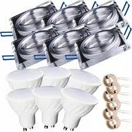 Lampy pozostałe - 6x Zestaw oprawa ruchoma kwadratowa szklana lustrzana + GU10 10W ciepła + gniazdo przyłączeniowe GU10 - miniaturka - grafika 1