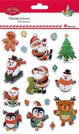 Zeszyty szkolne - Naklejki wypukłe Mikołaje bałwanki Ciastek 17 szt - miniaturka - grafika 1