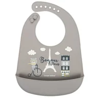 Śliniaki i fartuszki - Canpol babies śliniak silikonowy z kieszonką Bonjour Paris beżowy 1 sztuka [74/027_bei] 1149020 - miniaturka - grafika 1