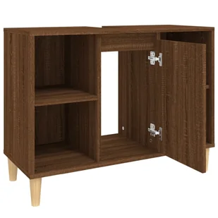 Szafka pod umywalkę, brązowy dąb, 80x33x60 cm Lumarko! - Toaletki - miniaturka - grafika 8