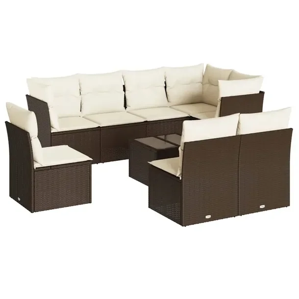 Zestaw mebli ogrodowych z rattanem PE, brązowy, wymiary 234 x 124 x 69 cm