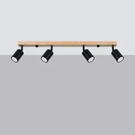 Lampy sufitowe - Verdo lampa sufitowa (spot) 4xGU10 czarny/jasne drewno SL.1294 - miniaturka - grafika 1