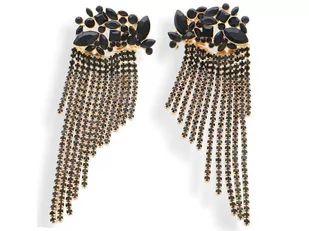 Wyjątkowe eleganckie kolczyki z czarnymi kamieniami wiszące cyrkonie - Kolczyki - miniaturka - grafika 1