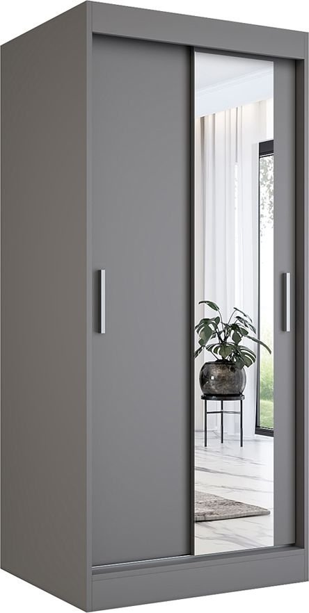 Elior Antracytowa szafa przesuwna z lustrem - Palmira 2X