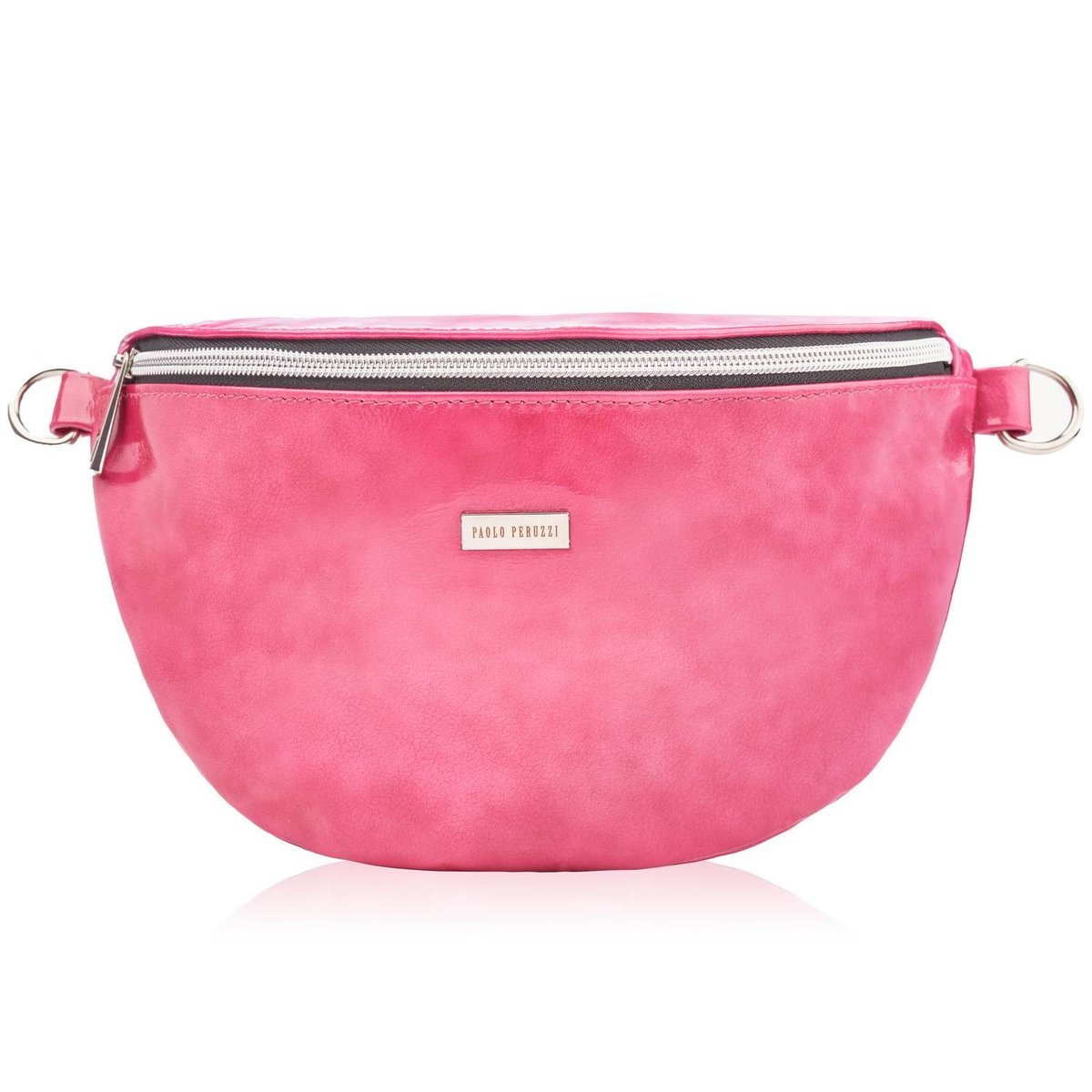 Różowa Skórzana Saszetka Damska Na Pas Paolo Peruzzi Z-15-Pi