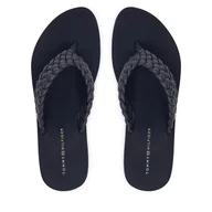 Klapki i japonki damskie - Japonki Tommy Hilfiger Th Wedge Cornrow Beach Sandal FW0FW09037 Granatowy - miniaturka - grafika 1