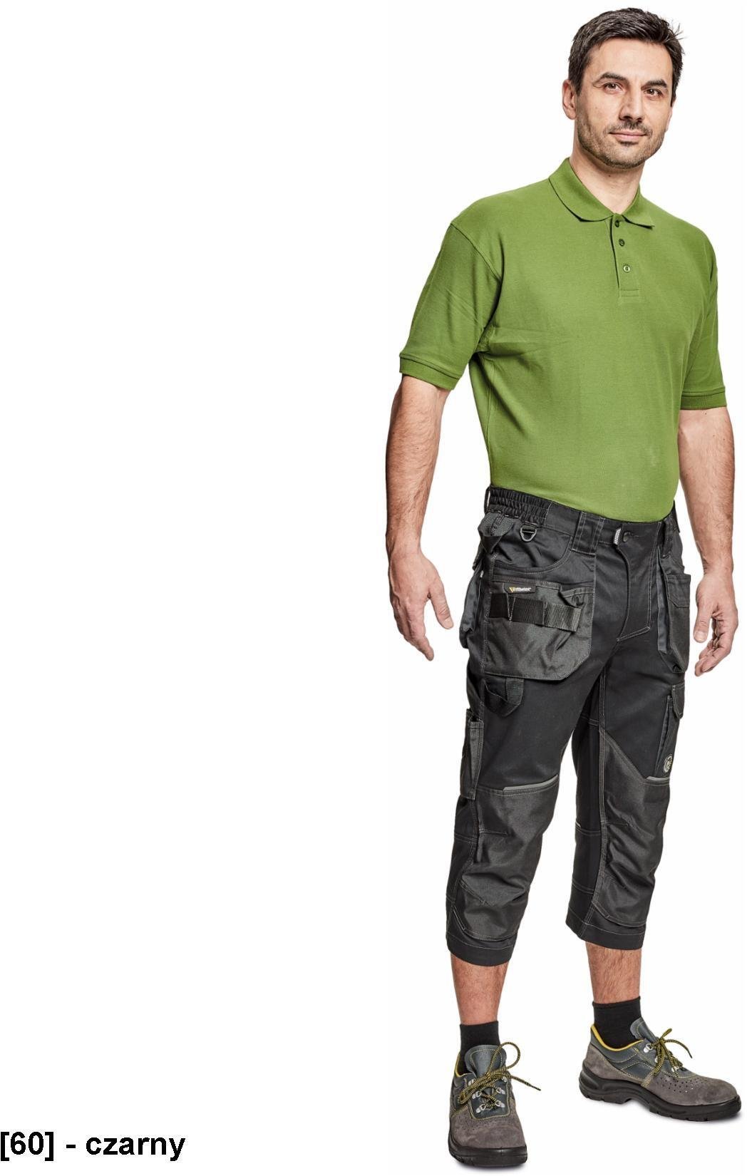 CERVA DAYBORO spodnie 3/4 - męskie spodnie 3/4 robocze, odblaskowe elementy, 100 % TRIFIBETEX - czarny 58