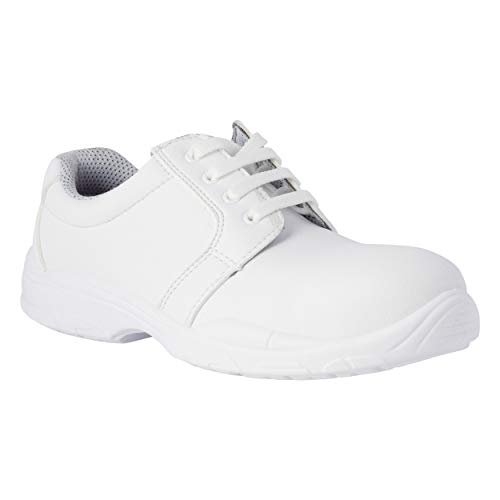 REPOSA buty robocze model pracy, drewniaki do pracy z końcówką, sznurki, zamknięty obcas, podeszwa antypoślizgowa poliuretanowa SRC z antystatycznym systemem anty-wstrząsowym, oddychająca i lekka tkanina