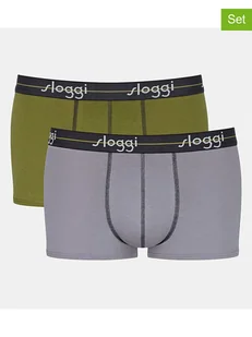 Sloggi Bokserki (2 pary) w kolorze zielonym i szarym - Majtki męskie - miniaturka - grafika 1