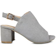 Espadryle damskie - Sandały damskie espadryle wygodne buty plażowe na średnim obcasie Miros szary Gr.36 - miniaturka - grafika 1