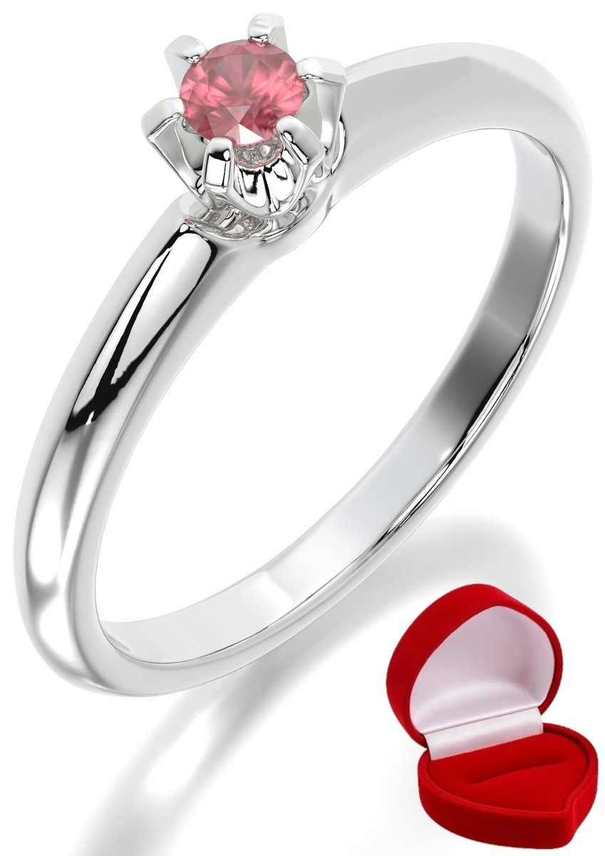 ZŁOTY PIERŚCIONEK ZARĘCZYNOWY 585 14k RUBIN 0,09 ct BIAŁE ZŁOTO R16