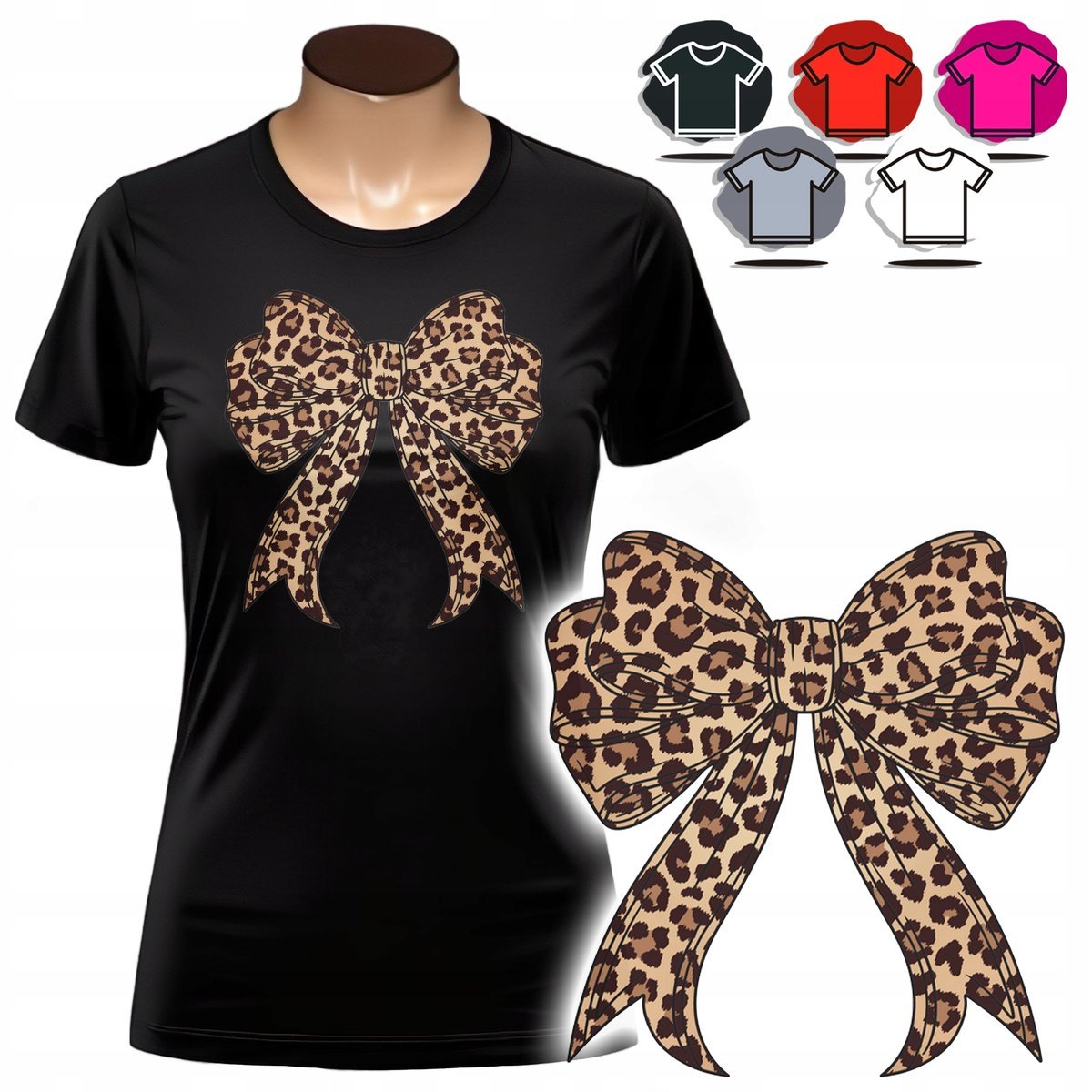 KOSZULKA DAMSKA Z NADRUKIEM T-SHIRT - WZÓR KOKARDKA PANTERKA PREZENT - XS