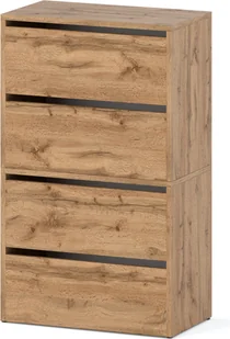 STIV Möbel szafka na buty, stojak na buty z 4 klapami na zawiasach na ok. 12 par butów 60 x 100 x 36 cm dębowa szafka na buty Wotan - Szafki na buty - miniaturka - grafika 1
