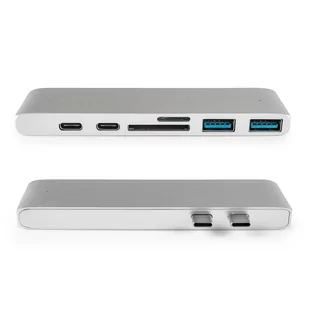 Multiport USB-C na 2x USB, 2x USB-C, Czytnik kart - Kable komputerowe i do monitorów - miniaturka - grafika 2