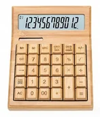 Kalkulatory - WIELOFUNKCYJNY KALKULATOR BAMBUSOWY DUŻY WYŚWIETLACZ 12 CYFR SZKOŁA BIURO - miniaturka - grafika 1