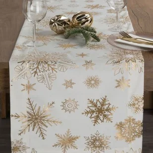Bieżnik świąteczny Joy 40 x 140 cm szampańskie gwiazdy biały - Obrusy i serwetki - miniaturka - grafika 1