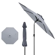 Parasole ogrodowe - Parasol Ogrodowy Zewnętrzny, 2,7 m Parasol Odchylany pod Kątem 35° z 8 Żebrami, Korbką, na Plażę, Taras, Basen, bez Podstawy, Szary - miniaturka - grafika 1