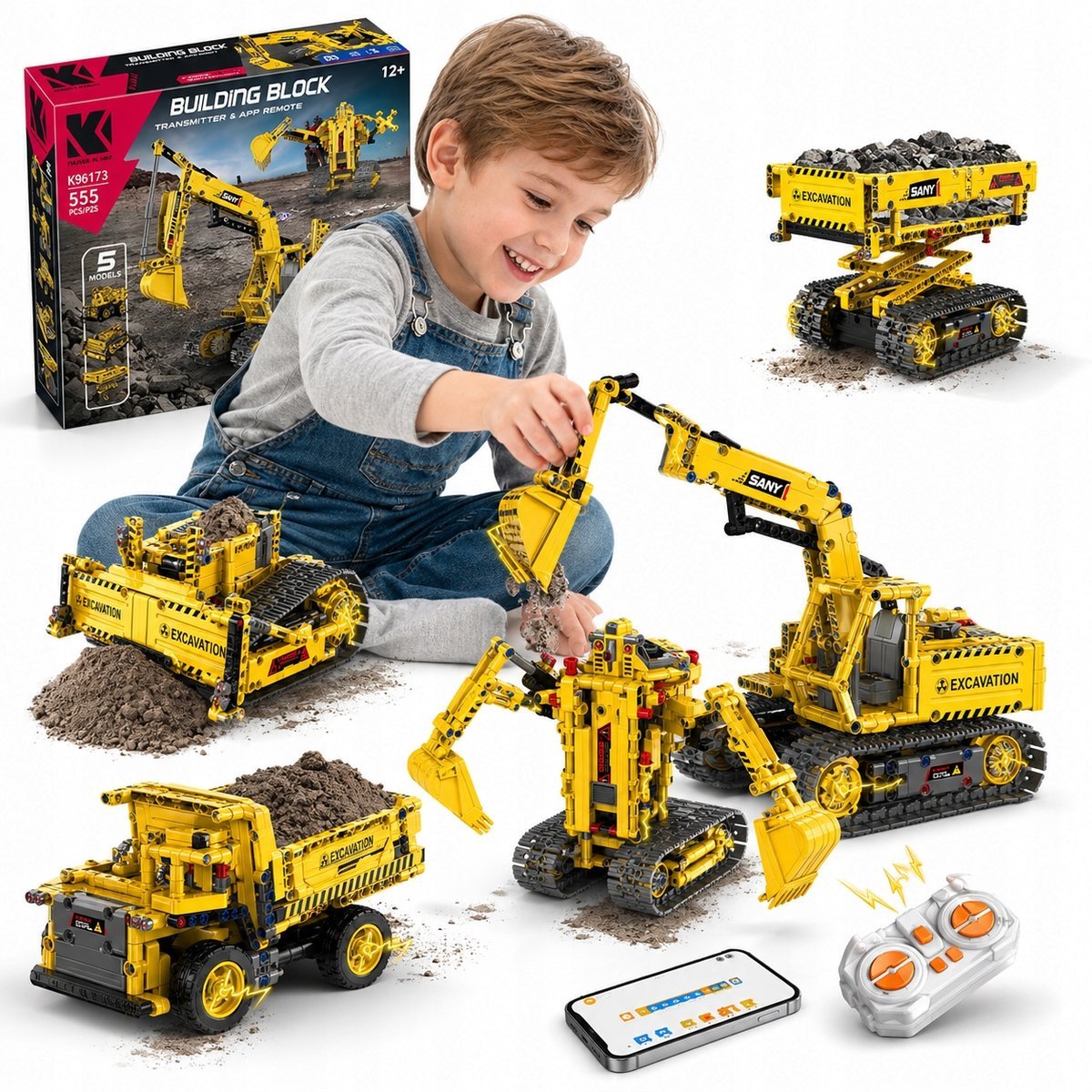 KLOCKI KONSTRUKCYJNE TECHNIC KOPARKA RC ZDALNIE ZTEROWANA 5w1 CITY CREATOR