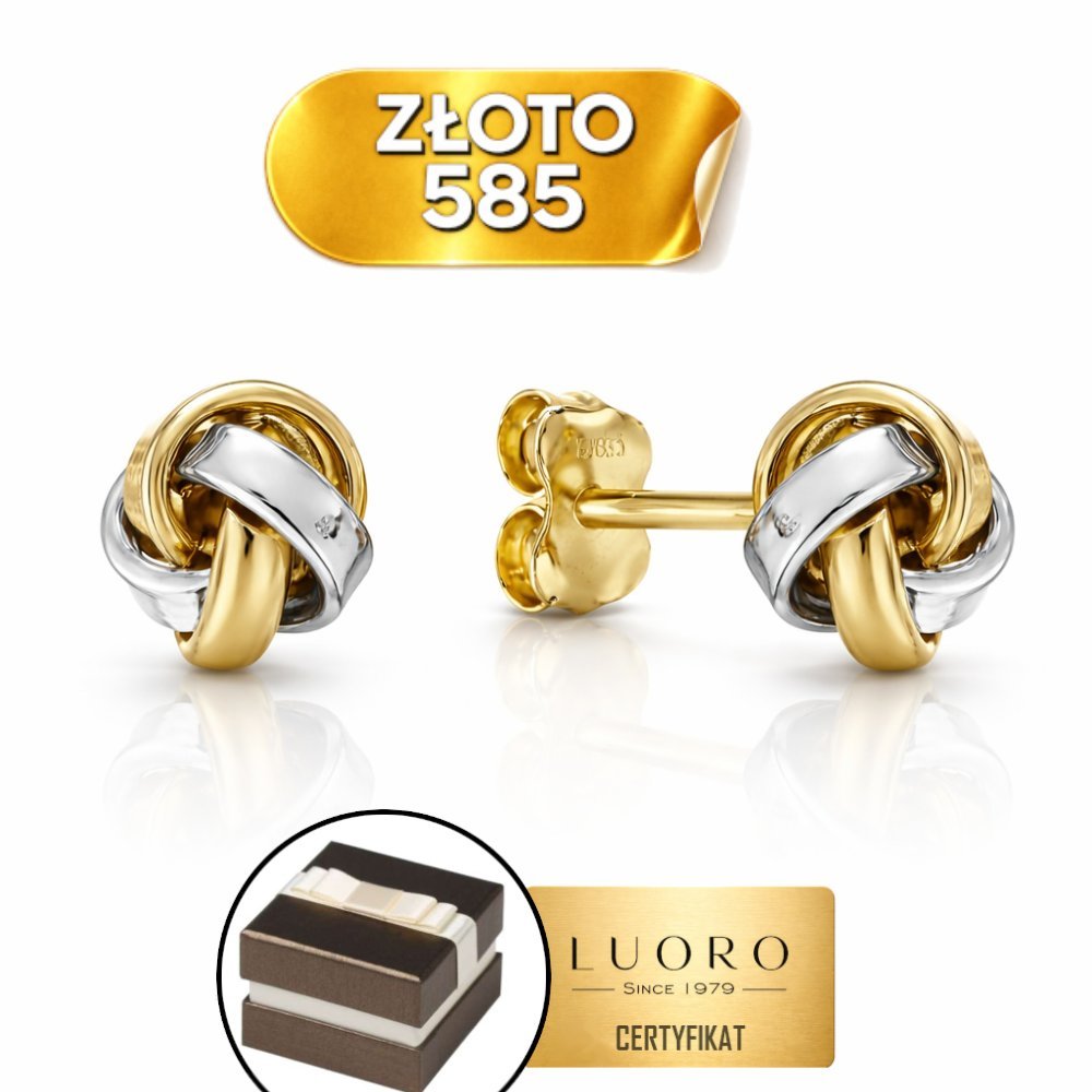 KOLCZYKI ZŁOTE 585 14K SUPEŁKI NOWOCZESNE RODOWANE SZTYFT 0,7 CM