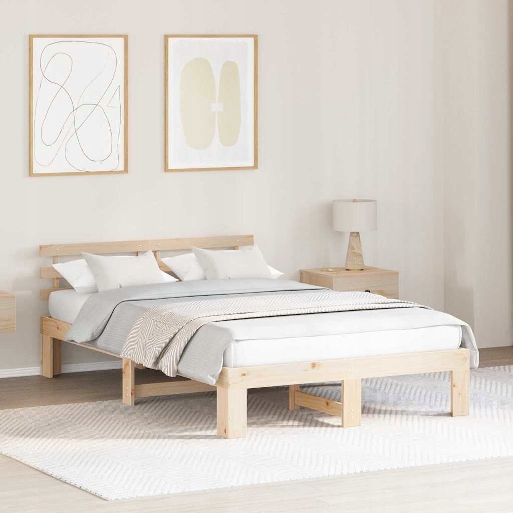 vidaXL VidaXL Ramka łóżka 135 x 190 cm Lite drewno sosnowe