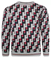 Swetry męskie - Sweter Szary z Okrągłym Dekoltem, Wzór Geometryczny, U-neck -YAMAK - Yamak - miniaturka - grafika 1