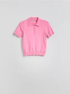 Swetry damskie - Reserved - Sweter polo z wiskozą - fioletowy - miniaturka - grafika 1