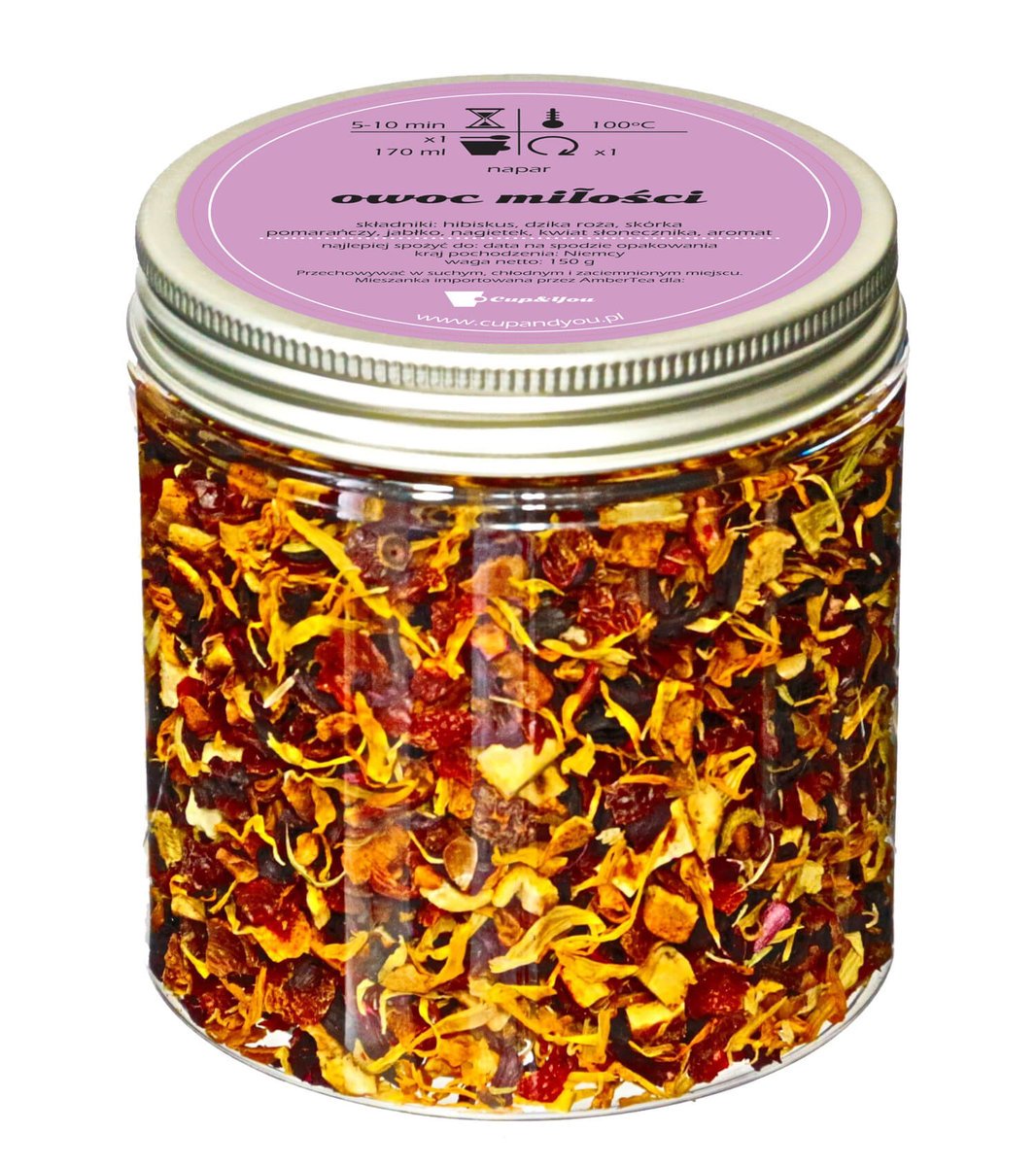 Herbata owocowa OWOC MIŁOŚCI najlepsza sypana napar 150g hibiskus dzika róża skórka pomarańczy jabłko