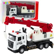 Samochody i pojazdy dla dzieci - Ciężarówka Z Dźwigiem Metalowa Kabina Regulowany Wysięgnik Światła Dźwięki - miniaturka - grafika 1