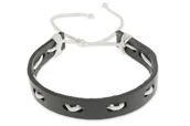 Bransolety męskie - Męska Bransoleta Przeplatana Biało Czarna - miniaturka - grafika 1