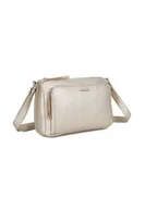 Torebki damskie - Modna Dwukomorowa Listonoszka Torebka Damska LUIGISANTO Złota - miniaturka - grafika 1