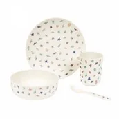 Miseczki i talerzyki dla dzieci - Zestaw naczyń i sztućców dla dziecka, 4 el., Morze Maison Petit Jour - miniaturka - grafika 1