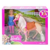 Lalki dla dziewczynek - Mattel Lalka Barbie + Koń Podstawowy FXH13 - miniaturka - grafika 1