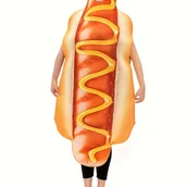 Inne - Jednoczęściowy kostium hot-doga, zabawna sukienka na imprezę z motywem jedzenia, nowatorski strój na Halloween i świąteczne okazje, odzież damska - miniaturka - grafika 1