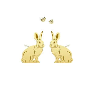 Kolczyki z Zającem srebro pozłacane - MEJK Jewellery - Kolczyki - miniaturka - grafika 1