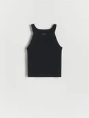 Koszulki dla dziewczynek - Reserved - Bawełniany top - czarny - miniaturka - grafika 1