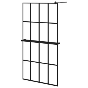 vidaXL VidaXL Ścianka prysznicowa z półką czarna, 100x195 cm ESG i aluminium - Ścianki i drzwi prysznicowe - miniaturka - grafika 3