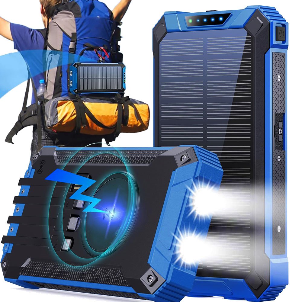 Powerbank Solar 26800MAH Ład Bezprzewodowe Indukcja Latarka PRZENOŚNY4KABLE