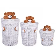 Kosze wiklinowe - Zestaw koszy wiklinowych MIŚ komplet – 15L 40L 75L - biały - miniaturka - grafika 1