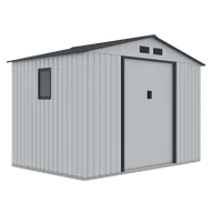 Altany ogrodowe - Domek narzędziowy HUDSON 277x191cm Light Grey, metalowy, z podwójnymi drzwiami, wentylowany, schowek na sprzęt ogrodowy i narzędzia Hardmaister - miniaturka - grafika 1
