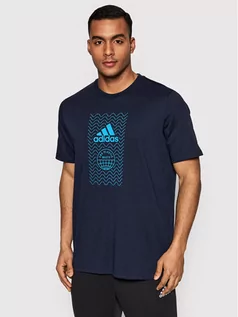 Koszulki męskie - Adidas T-Shirt Sustainable Badge HE4844 Granatowy Regular Fit - grafika 1