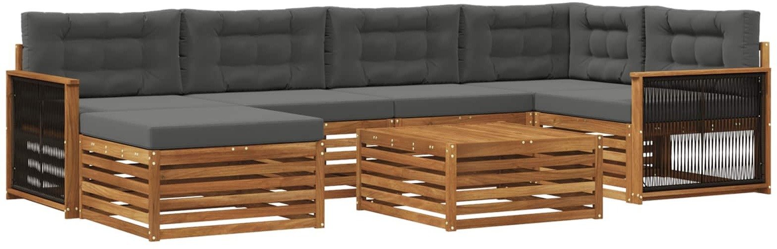 vidaXL Zestaw sof na zewnątrz z poduszką 7 pcs Naturalny i Antracytowy