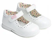 Buciki dla niemowląt - WOJTYŁKO buty dziecięce balerinki RZEP rozmiar 19 białe lakierki ELEGANCKIE - miniaturka - grafika 1