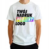 Piżamy damskie - PIŻAMA MĘSKA Persolanizowana Twój Nadruk BIAŁY TSHIRT + CZARNE SPODENKI - L - miniaturka - grafika 1