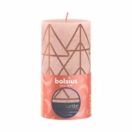 Woda - Bolsius Świeca pieńkowa rustic Silhouette 130/68 Mglisty Róż + choinki - miniaturka - grafika 1