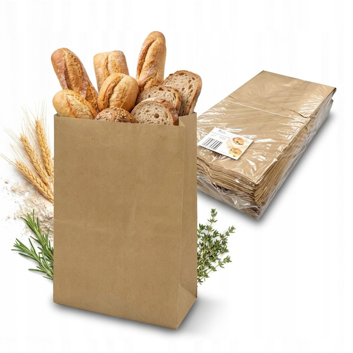 Torebki papierowe śniadaniowe brązowe eko 150 x 240 mm 1000 szt. duże torby do pieczywa kanapek pączków ciastek przekąsek bez nadruku kraft biodegra..