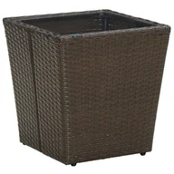 Stoły ogrodowe - vidaXL Lumarko Stolik herbaciany, brązowy, 41,5x41,5x44 cm, rattan PE i szkło 310558 - miniaturka - grafika 1