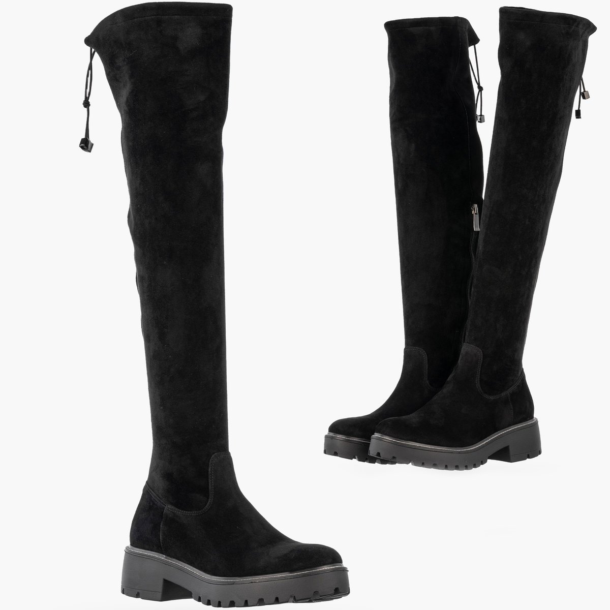 Kozaki Damskie Eleganckie Wysokie Ocieplane Buty Zimowe Czarne Lovsoka 210/4 Czarny 38