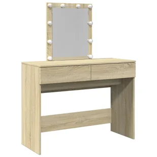 vidaXL Toaletka z oświetleniem LED dąb sonoma 100x40x130 cm - Toaletki - miniaturka - grafika 1